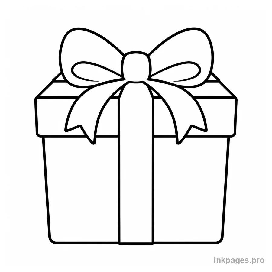 Free printable birthday coloring page: a wrapped birthday present with a bow