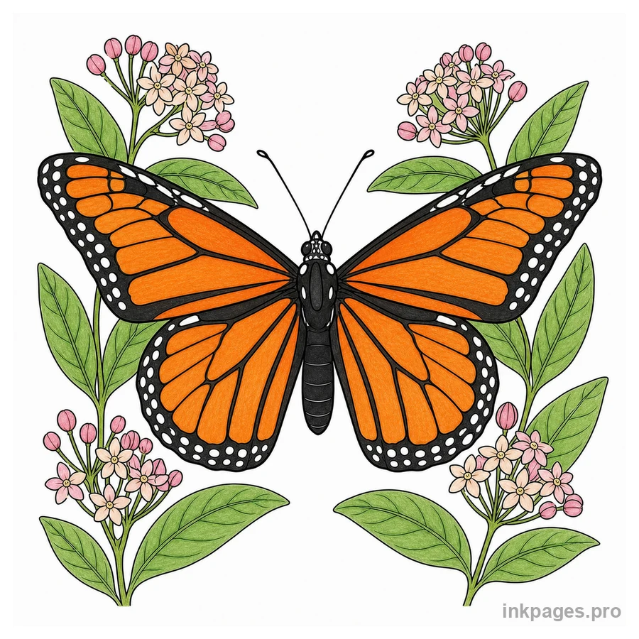 Finished color inspiration for butterfly coloring page 5