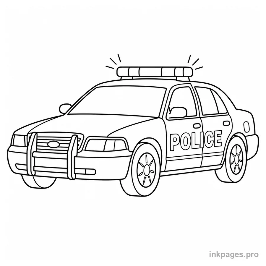Free printable car coloring page: a police car with lights on top