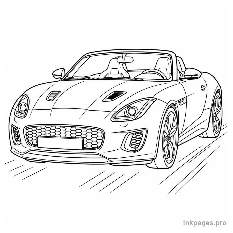 Free printable car coloring page: a sporty convertible car driving