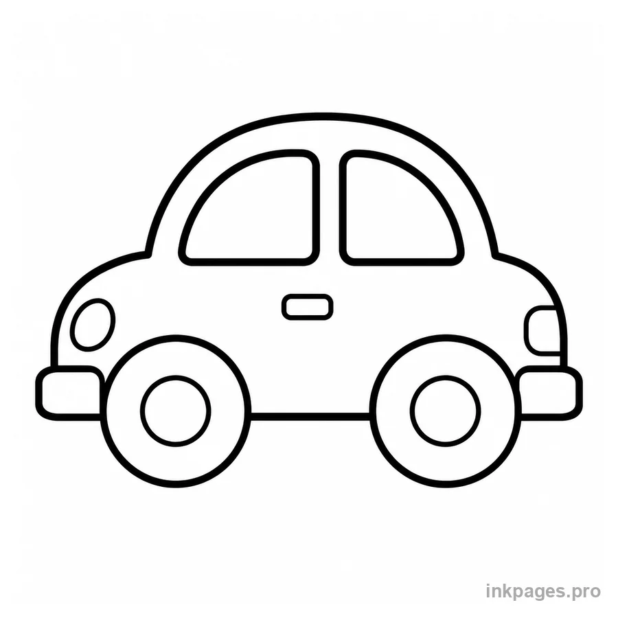 Free printable car coloring page: a simple toy car with thick outlines