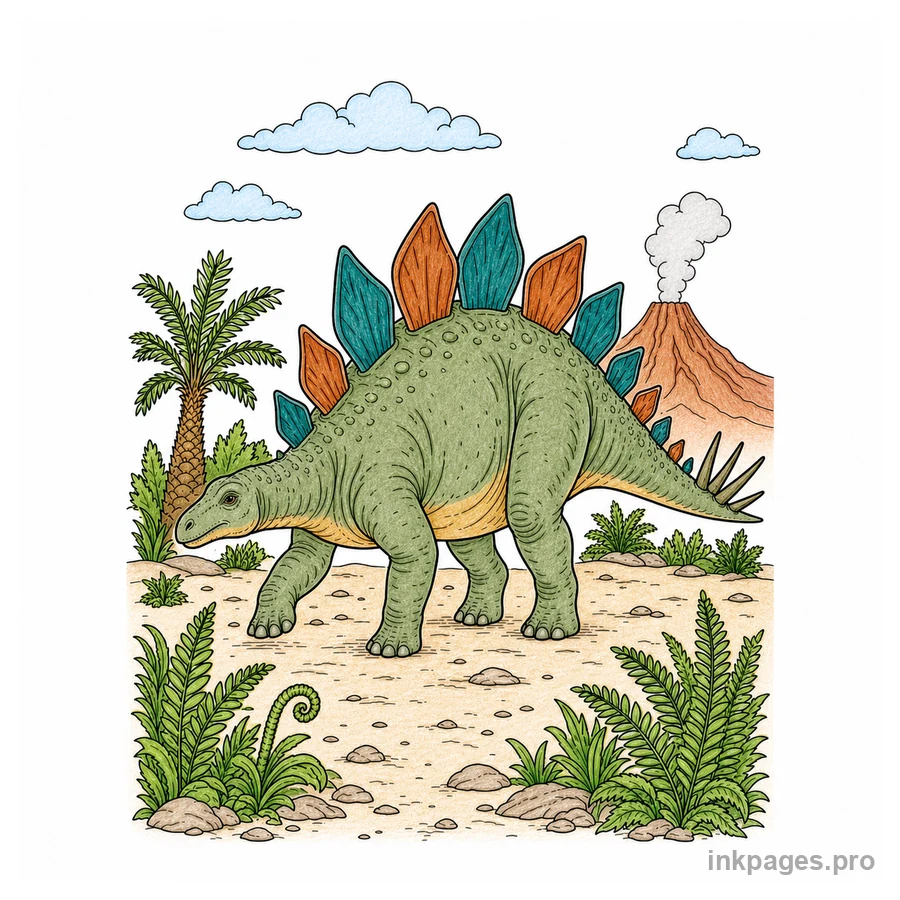 Finished color inspiration for dinosaur coloring page 5