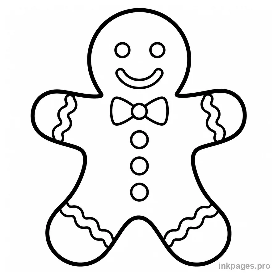 Free printable gingerbread coloring page: a big simple gingerbread man with thick outlines