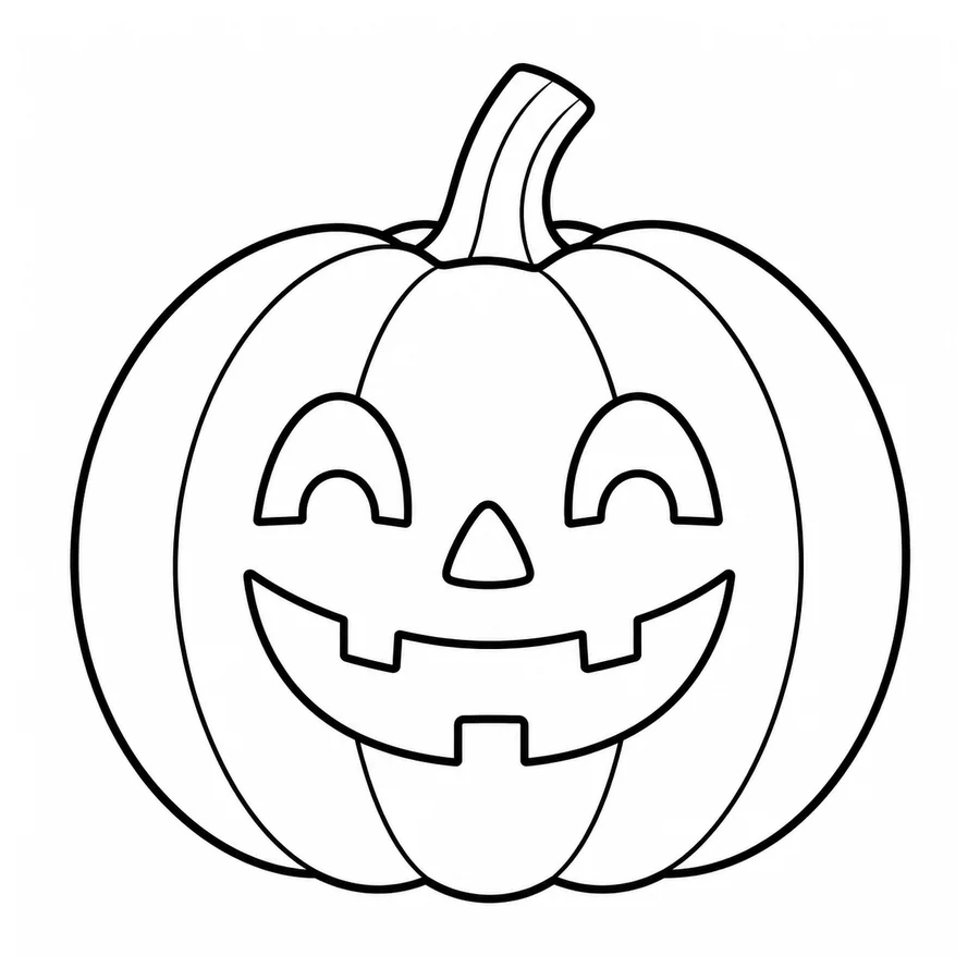 Free printable halloween coloring page: a smiling jack-o-lantern pumpkin