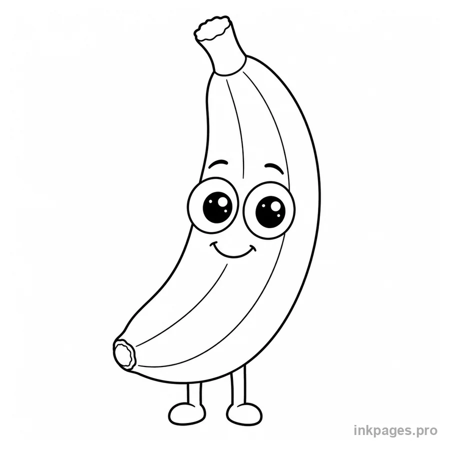 Free printable italian brainrot coloring page: a surreal banana character with tiny legs and big eyes